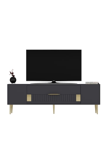 Pencap Tv Sehpası Tv Ünitesi 150 Cm Antrasit Altın