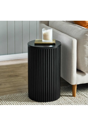 Mariposa Bohem Ahşap Yan Sehpa Siyah