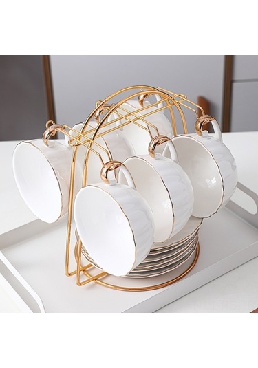 Besthome1 6 Bardaklı Retro Gümüş Renkli Demir Çelik Bardak Tutucu, Ev Café Kolay Kurulum Hafif Dayanıklı