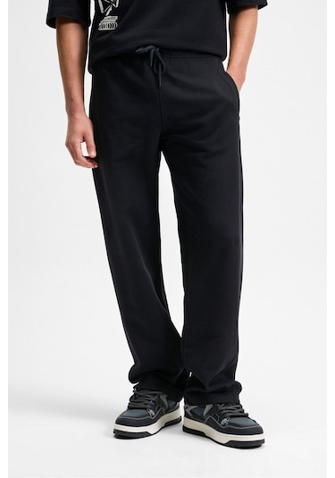 Grımelange DOTTI Beli Lastikli Kordonlu Yanları Cepli Relaxed Fit Erkek Eşofman Altı - Siyah