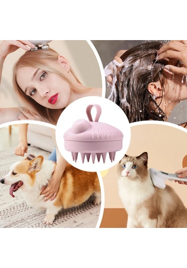 Hangfox Silikon Saç Derisi Masaj Ve Temizleme Fırçası - Şampuan Dolabilen Basma İle Sıvı Veren Saç Bakımı Aleti