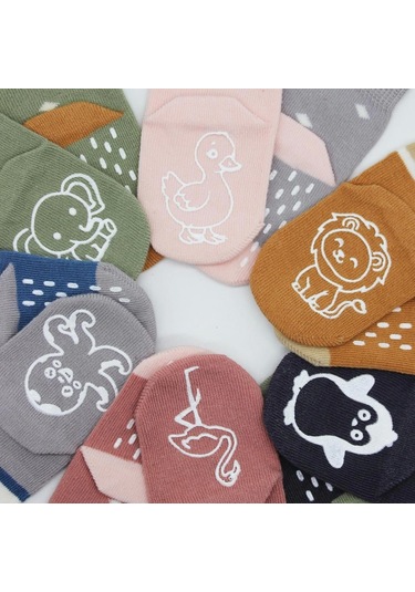 Bistyle Hayvan Figürlü Kaymaz Erkek Soket Çorap 2'li Bs10119 Hardal Hardal