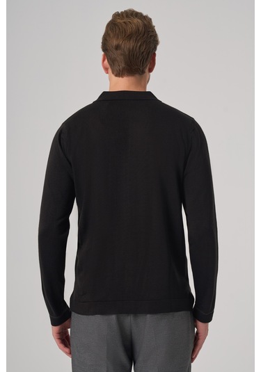 Erkek Siyah Trend Polo Yaka Gömlek Triko 26kc017005001 Siyah Siyah