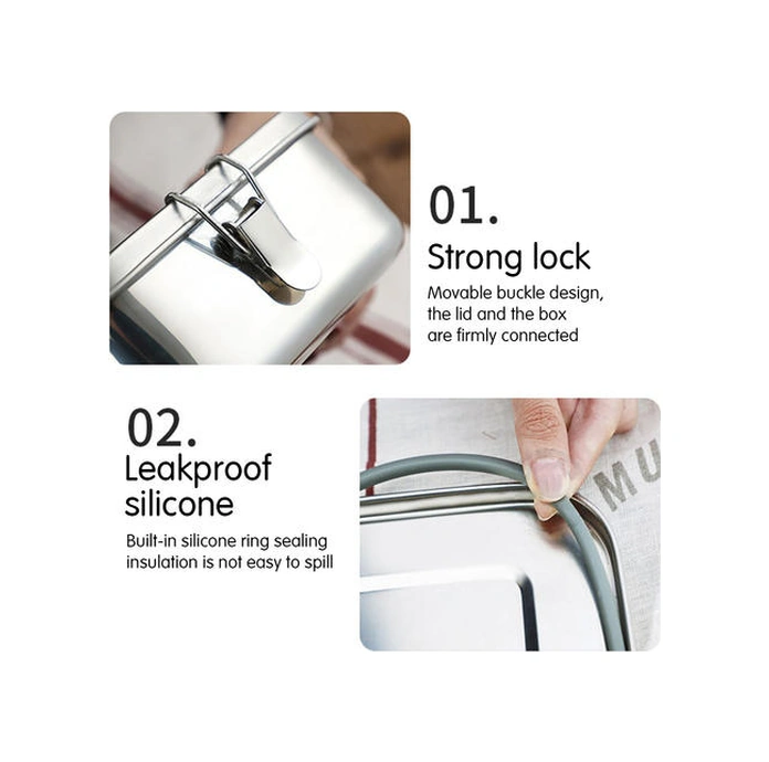 1 Adet 1400 Ml Paslanmaz Çelik Öğle Yemeği Konteyner Bento Gıda Konteyner Snack Gıda Saklama Kabı Sızdırmaz Akşam Yemeği Öğle Yemeği Kutusu Öğle Yemeği Kutuları Ahşap