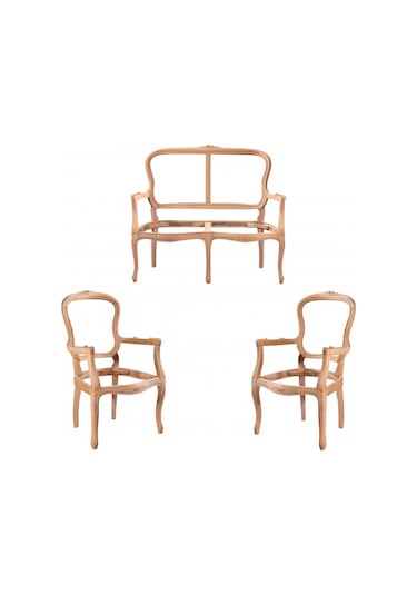 Masifart Virl Etek Oymalı Çay Takımı Cilasız Ham Diğer