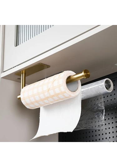 Chuangyinshop Silvery Paslanmaz Çelik Kağıt Havlu Askısı Duvar Montaj Deliksiz Altın Kaplama Gümüşi