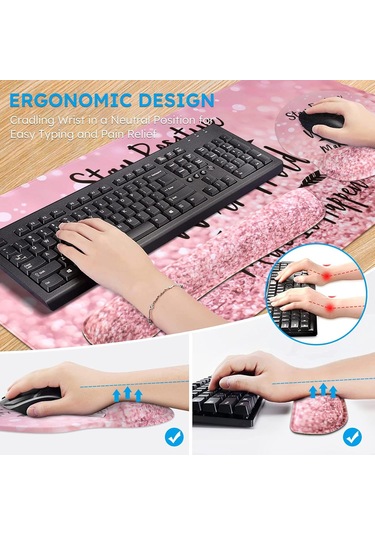 Ev Ofisi İçin 1'de Xxl Mouse Pad + Klavye Bilek Desteği + Fare Bilek Desteği + Ergonomik Masa Pedi Seti