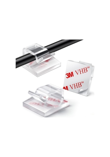 Fortunelane 60 Adet Kablo Düzenleyici Klipsi - Çift Taraflı Yapışkan, Ev/ofis Dekorasyonu İçin