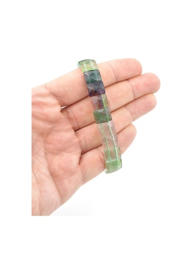 Murty99 Kare Kesim Hakiki Florit Taşı Bileklik Yeşil