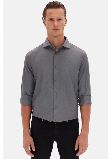 D'S Damat Ds Damat Slim Fit Antrasit Italyan Yaka Armürlü Uzun Kollu Kolay Ütülenebilir Nefes Alan Dört Mevsim 2HF02ORT3185 Antrasit