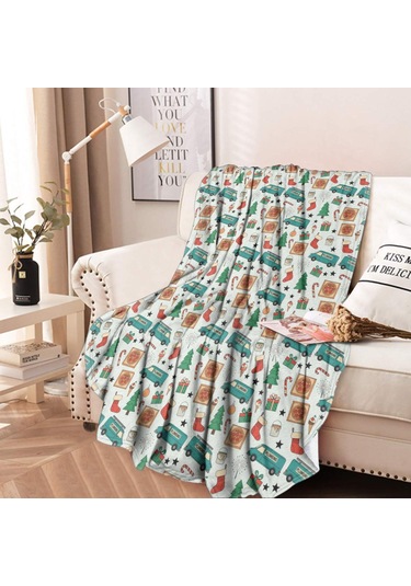 Noel Desenli 60 İnç Yuvarlak Flanel Battaniye, Yetişkin Ve Çocuk İçin, Yumuşak, Rahat Ve Hafif Noel Tesisat Vanı