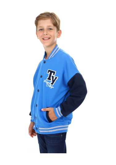 Toontoy Erkek Çocuk Nakışlı Kolej Hırka Saks