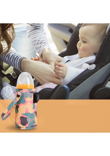Padalink Usb Şarjlı Dış Mekan Bebek Biberon Isıtıcı Kılıfı - Camo Mavi - Avrupa Standartı - Akıllı Sıcaklık Kontrolü Ve Isı Saklama Özelliği