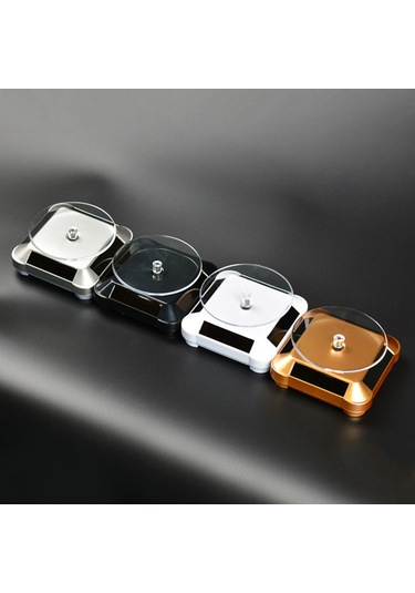 Monyee Güneş Enerjili 360 Döner Sergi Tabanı - Kuyumculuk, Telefon, Saat İçin Siyah Seri Standı