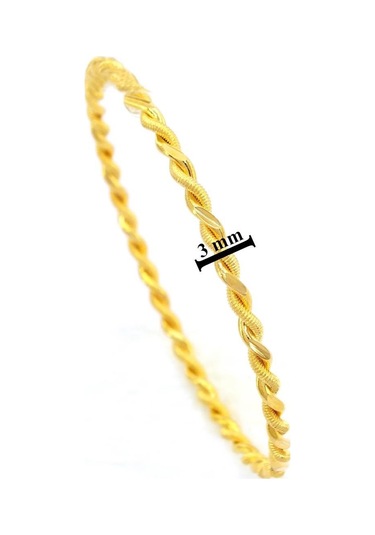 İmitasyon Burma Bilezik 2'li Model 6.5 Mm - 3 Adet Bset-104 Altın