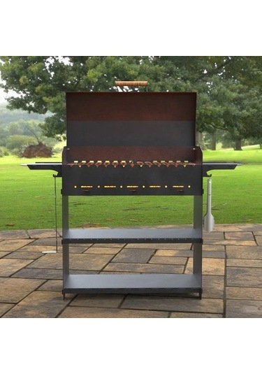 Kapaklı Barbekü Büyük Portatif Mangal Ve Izgaraları Siyah