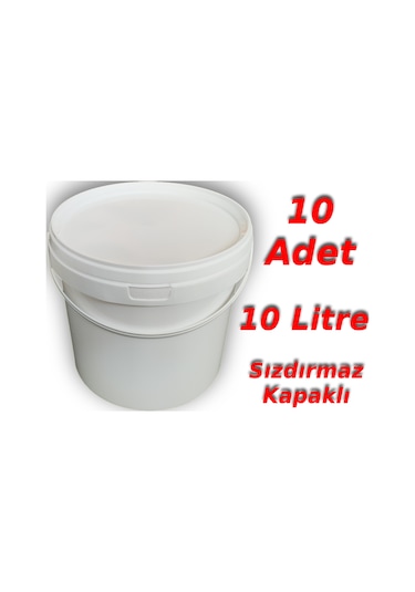 Decotone 10 L Plastik Kapaklı Kova Boya Gıda Yoğurt Kovası - 10 Adet Beyaz