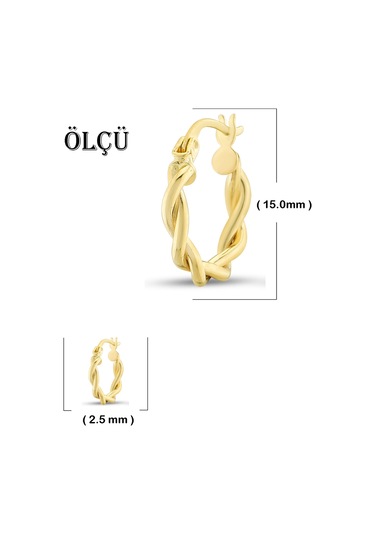 Moom Mücevherat Kadın 14 Ayar Altın Küpe Minimalist Burgu Modern Halka Altın Küpe 15 Mm-Mm20092