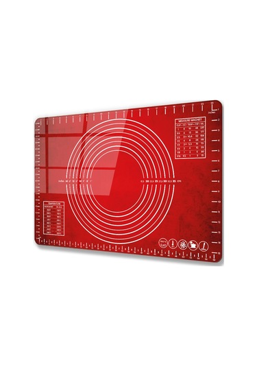 Kırmızı Doku Cam Hamur Açma Matı 40 Cm X 60 Cm