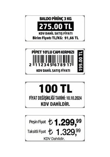 Kişiye Özel Tavsiye Edilen Satış Fiyat Etiketi 15mmx35mm-500adet