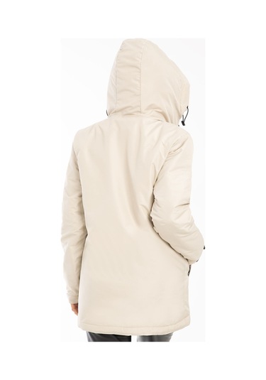 Kadın Taş Içi Polarlı Su Ve Rüzgar Geçirmez Kapüşonlu Kışlık Mont Taş