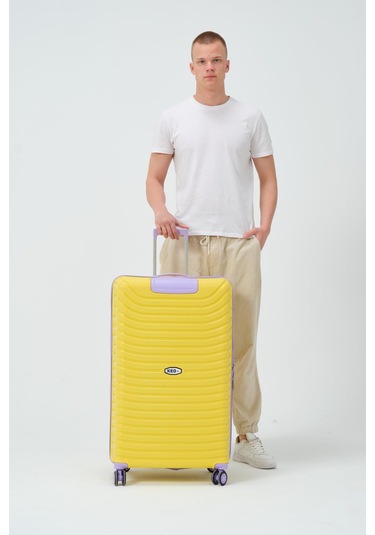 Keo-plus Sarı-lila Büyük Boy Silikon Kırılmaz Pp Valiz Sarı - Mor