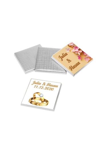 Diva Çikolata Söz Nişan Nikah Çikolatası 100 Adet Madlen Çikolata Gümüş