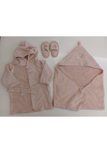 Bebessi %100 Pamuk Bornoz Seti Pudra Pembe Bbss.ppmb.3980 Pembe