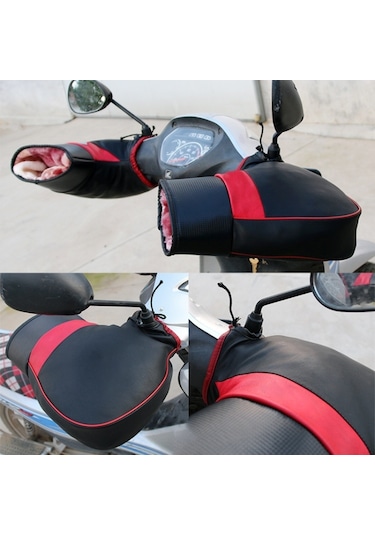 Sones 1 Çift Motosiklet Su Ve Rüzgara Dayanıklı Kış SıcaK Sürüş Eldivenleri Kırmızı - Siyah