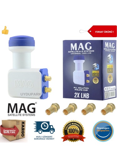 Mag 2'li Philips Chip'li Çanak Anten Lnb + 4 Adet Konnektör