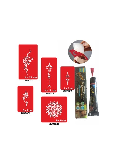 Çiçekli Desenler Kına İle Geçici Dövme Yapma Seti