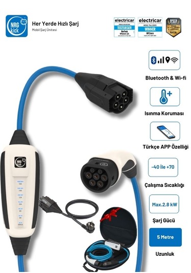 Çantalı Başlangıç Set 16a 11kw 5 Metre Ac Mobil Elektrikli Araç Şarj Istasyonu Ev Prizli Wallbox 11 Kw