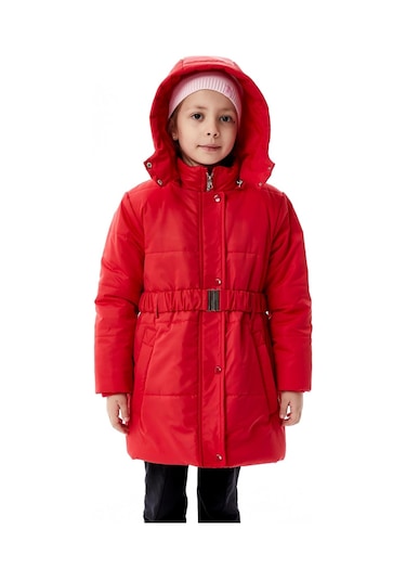 Benitto Kids Kız Çocuk Kapüşonlu Kışlık Şişme Mont 51352 Kırmızı