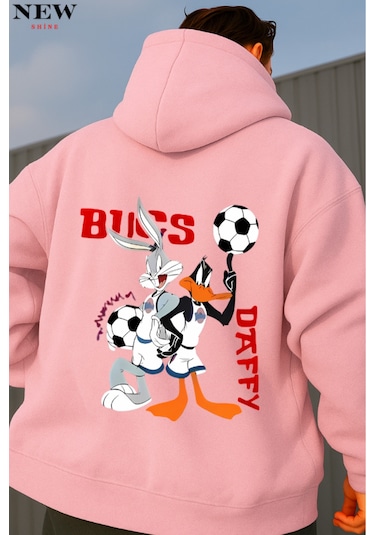 Bugs Daffy Baskılı Sweatshirt Pembe