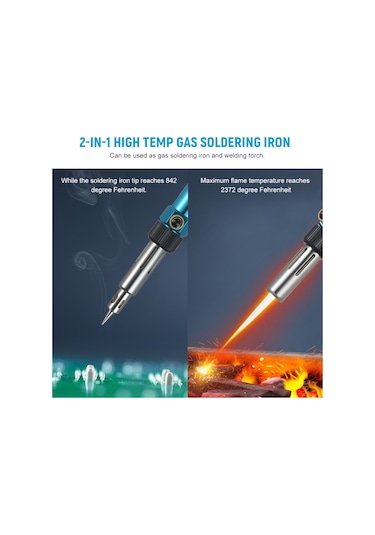 Yuntech01 Mavi Korduzsuz Gazli Uçak 3'ü 1 Arada: Hızlı Isınma, 1300 C Alev & 450 C Uç Sıcaklığı, Taşınabilir Tamir Aleti Gaz Dahil Değil