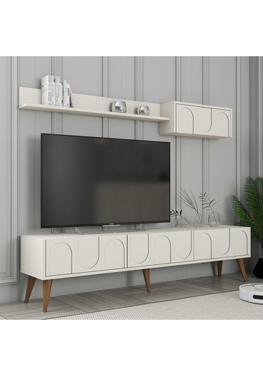 Variant Lyon Tv Ünitesi Ve Orta Sehpa Takımı - Krem / Ceviz
