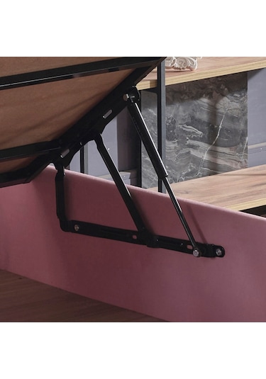 Nironyatak Pinky Baza Ve Başlık - 100 x 200 CM Cm Tek Kişilik Sandıklı Pembe Kuma