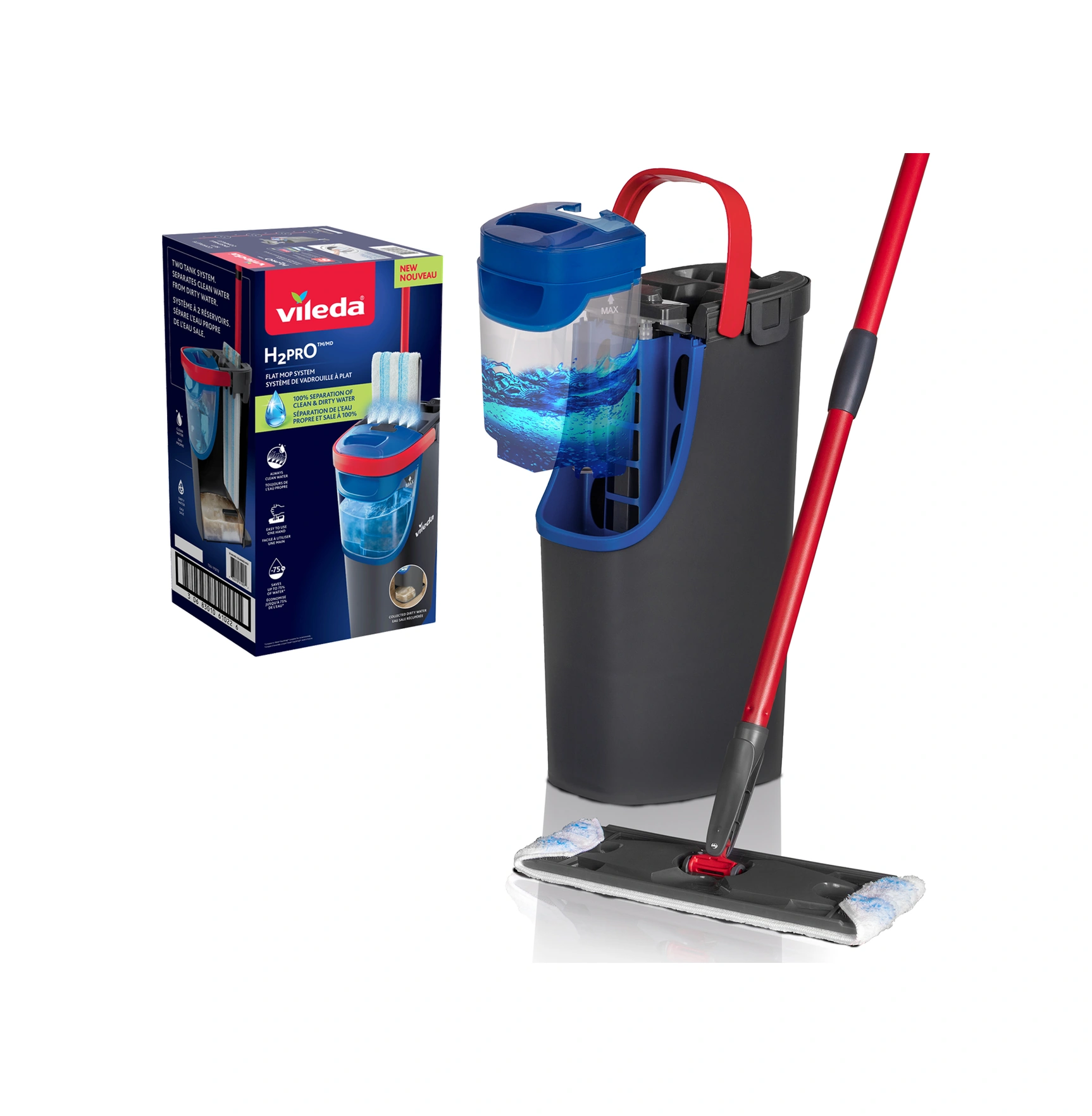 Vileda Vld0000000472 H2pro %100 Kirli Ve Temiz Suyu Ayıran Temizlik Seti & Mikrofiber Mop Vileda