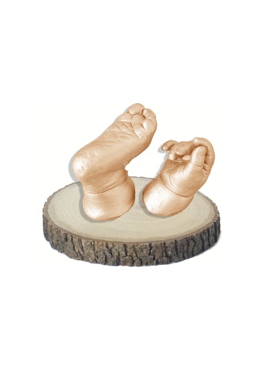 Küçük İzler Ahşap standlı 3 boyutlu bebek el-ayak izi heykeli set