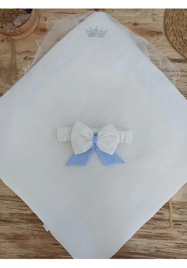 Yenidoğan Bal Peteği My Prince Taç Nakışlı Delüks Kundak Bebek Battaniyesi Mavi Mavi