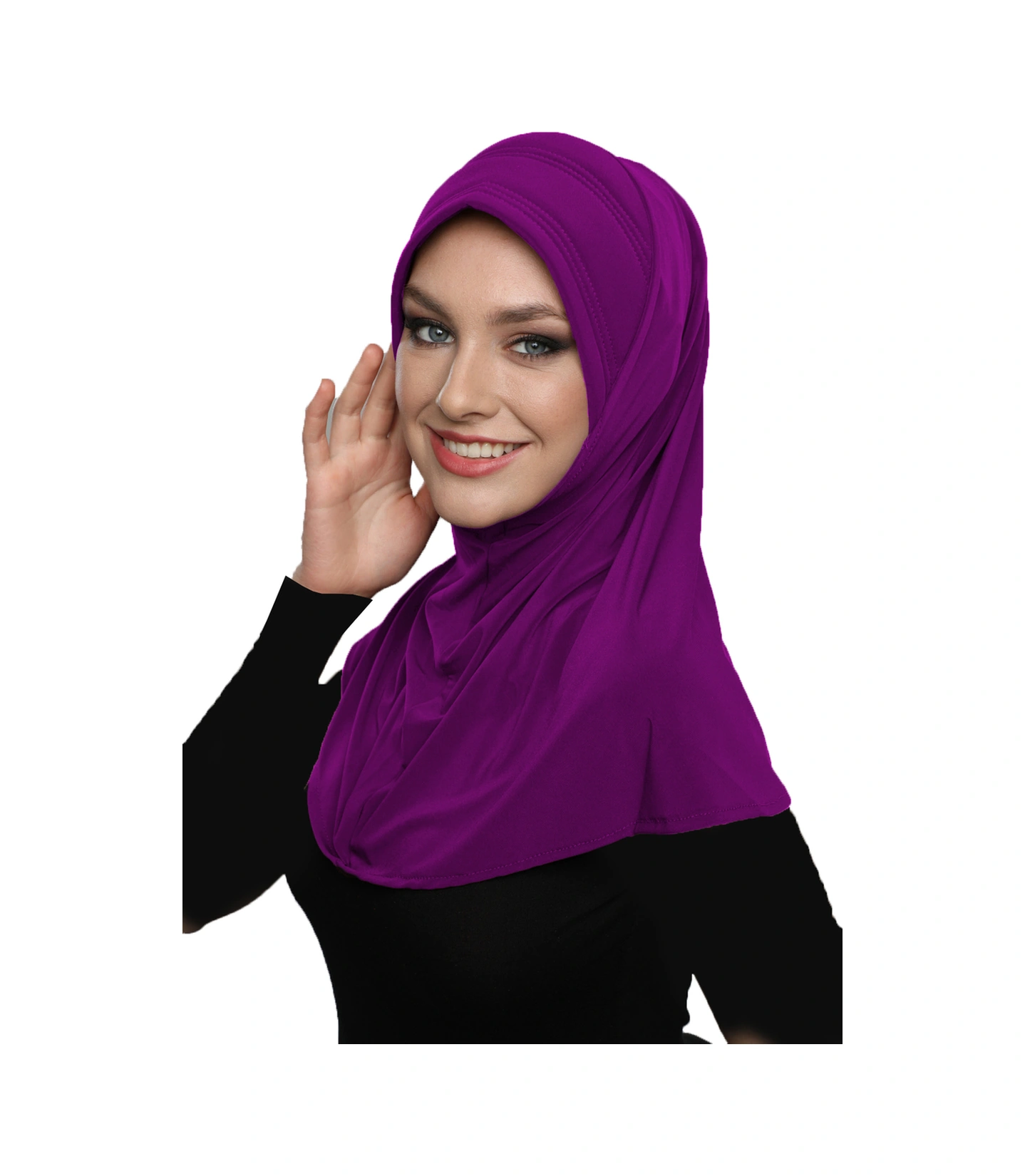 Takmatik Sade Fuşya Hazır Türban Tesettür Havuz Bonesi Namaz Örtüsü Fuşya