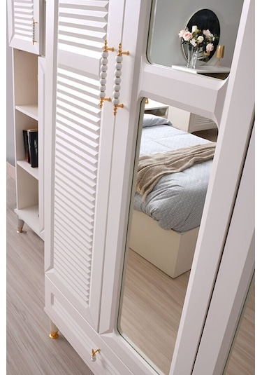 Kuğu Gardırop-4 Kapaklı-aynalı