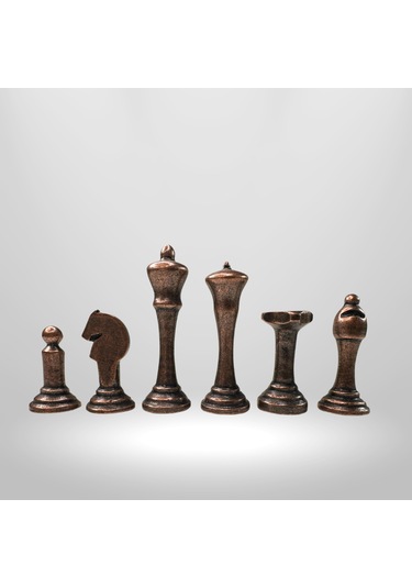 Mc01 Metal Satranç Takımı - Gerçek Ceviz Tahta - El Yapımı