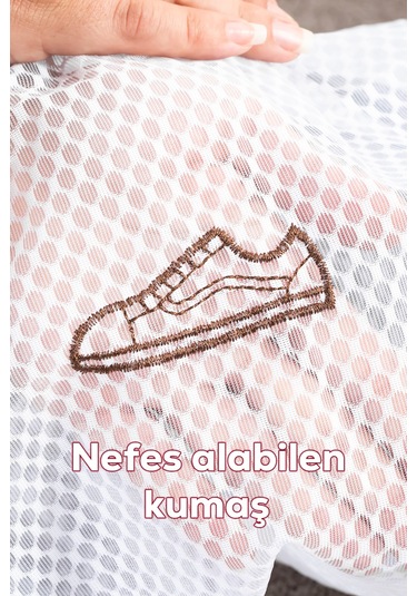 Porsima 3128 Çamaşır Yıkama Filesi Fermuarlı Bölmeli Ayakkabı Yıkama Filesi Deforme Önleyici Torba File Beyaz