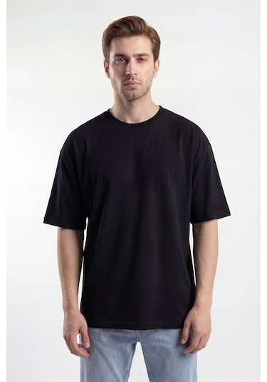 Monox Oversize Unisex 3'lü T-shirt Pamuk Rahat Kesim Siyah
