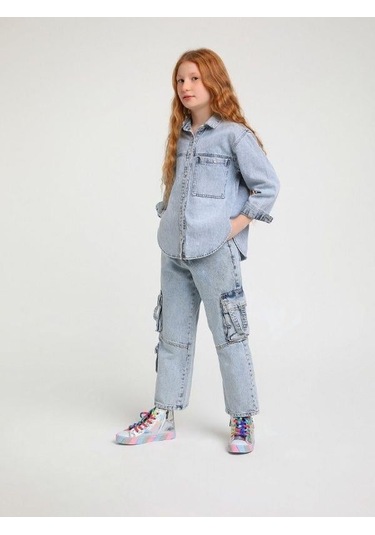 Jack Lions Kız Çocuk Paçası Üç Cepli Kot Pantolon-14185 Buz Mavi