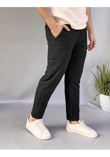 Bel İpli Slim Fit Jogger Siyah