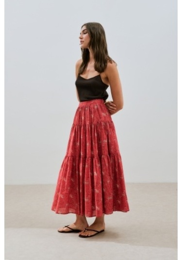 Desenli Pamuklu Katlı Etek Kyra Kyra