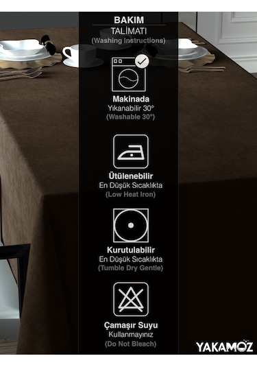 Çikola Kahvesi Kadife Dokulu Masa Örtüsü Dertsiz Velvet Touch Serisi Çikolata Kahvesi