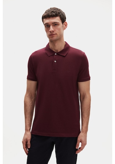 Ds Damat Regular Fit Mürdüm %100 Pamuklu Uzun Ömürlü Kıvrılmaz Polo Yaka Nakışlı T-shirt 4hc14ort51000 MÜRDÜM